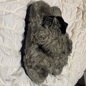UGG Dark Green Fluffy Slipper slides 9